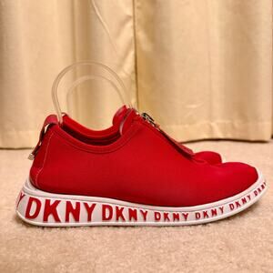 DKNY Melissa red zip up neoprene sneakers women's size 7.5